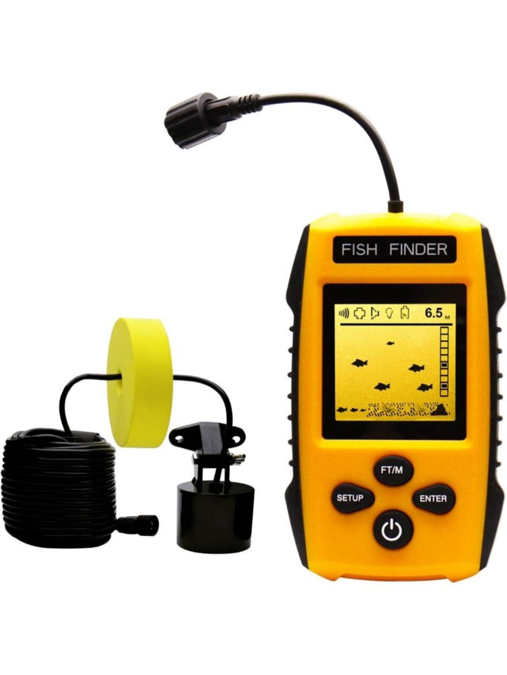 Portable Handheld Fish Finder with Sonar, LCD Display & Depth Sensor for Kayak